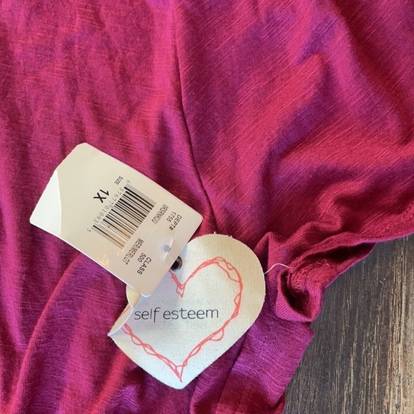 Self Esteem wine color. New Graphics Tee. Size 1X - Picture 5 of 5